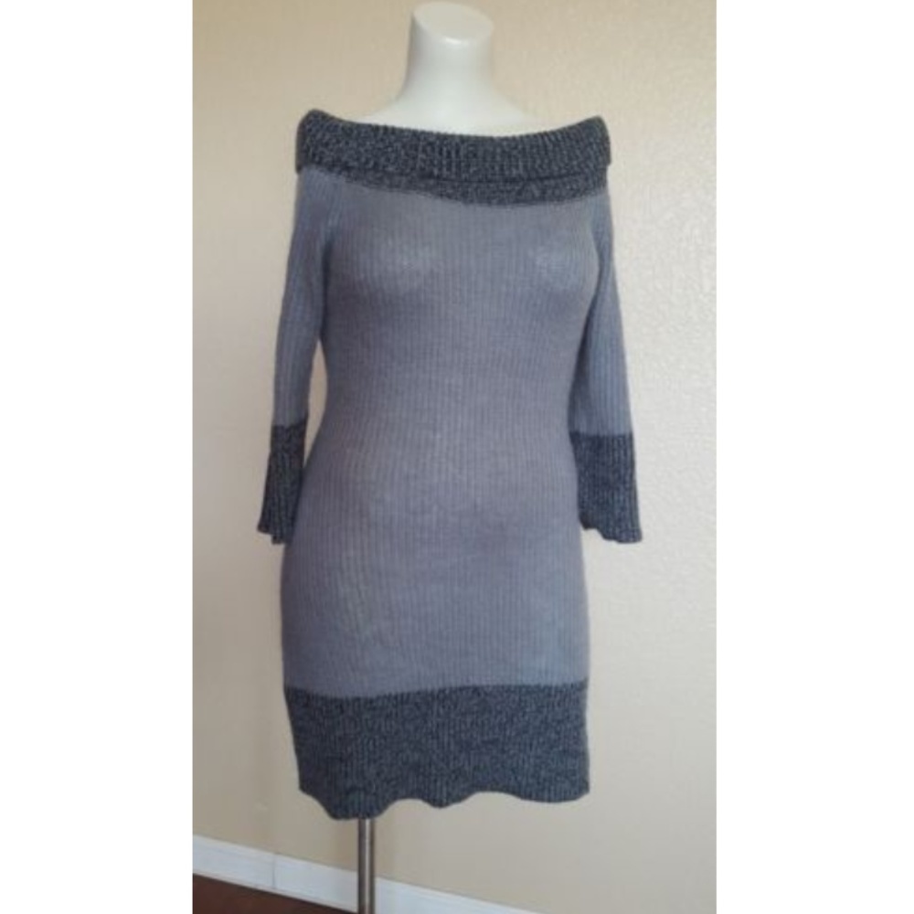 New Soft Surroundings Wool Cowl Neck Cable Knit Sweater Dress M